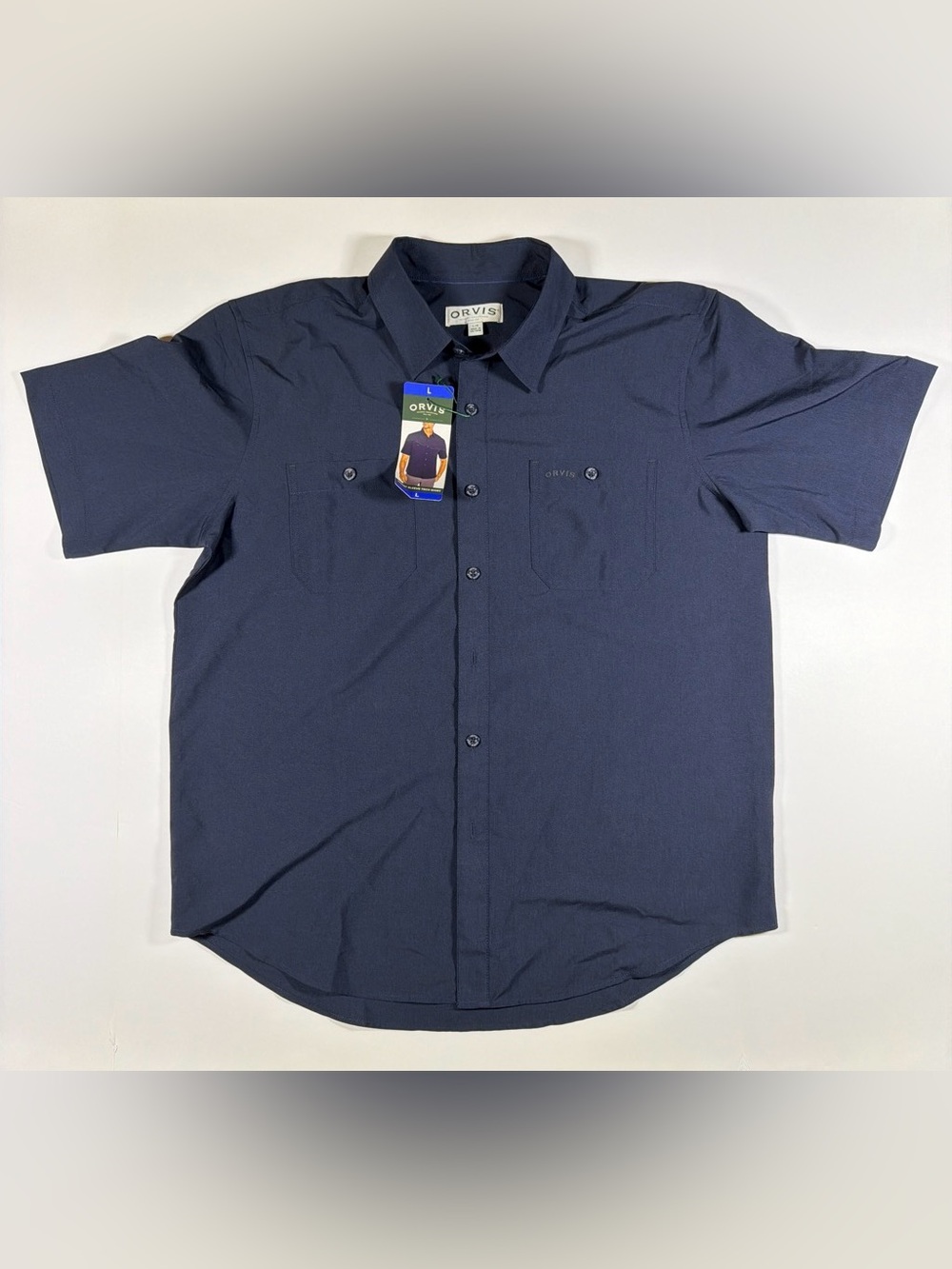 NWT Orvis Men’s Large Navy UPF 30 Quick Dry Performance Shirt